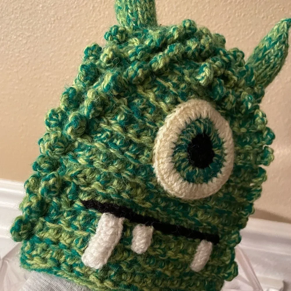 Andes Gifts Kids Hand Crocheted Monster Hat Ages 5-8
